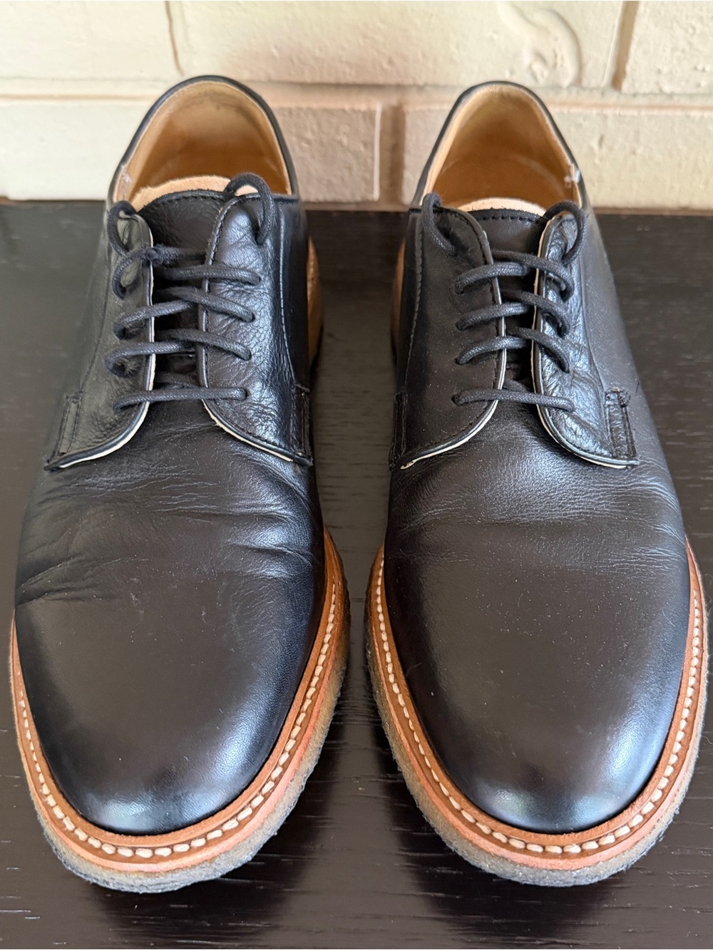 Frye James Crepe Oxford Mens 11 Black Leather Lace Up Derby Dress Shoes Casual